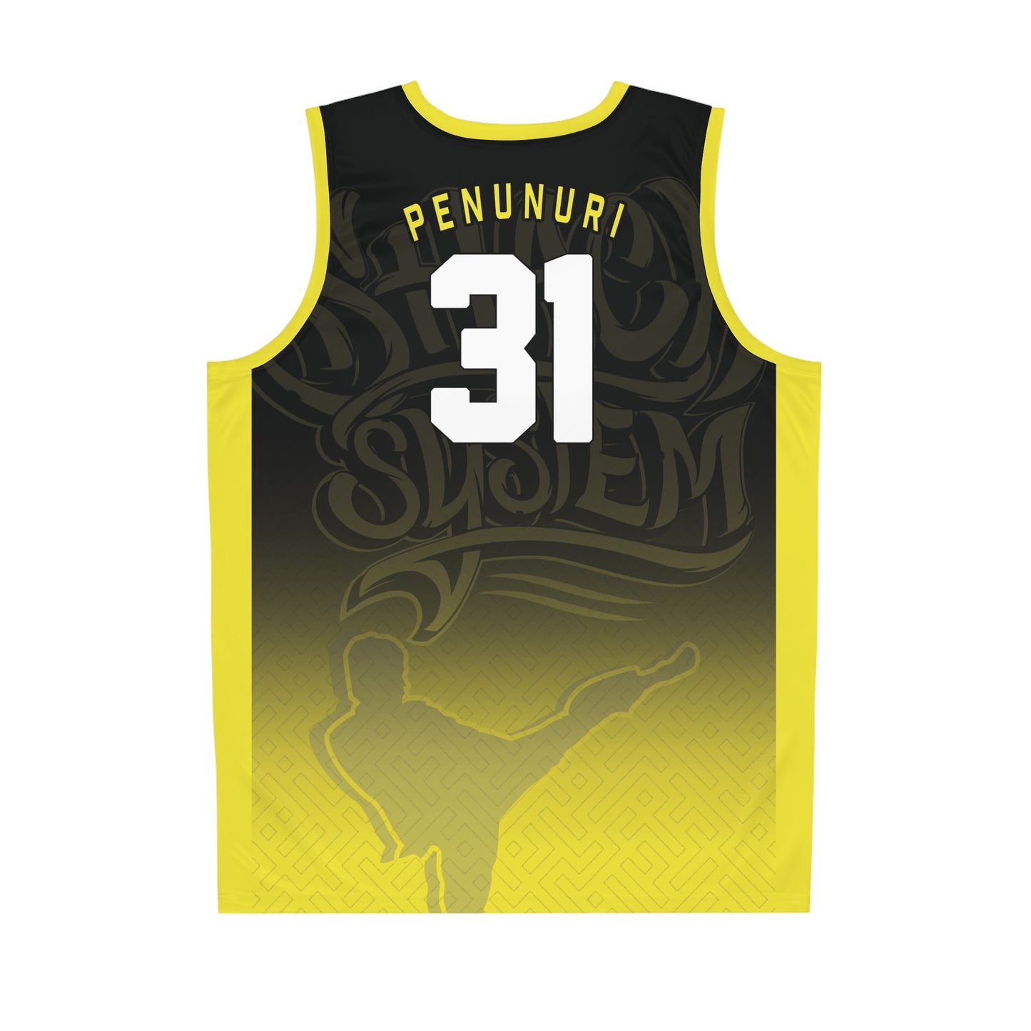 Back view of a custom fight team jersey made for Adam and Noah Penunuri. The number 31 is printed on the upper back.