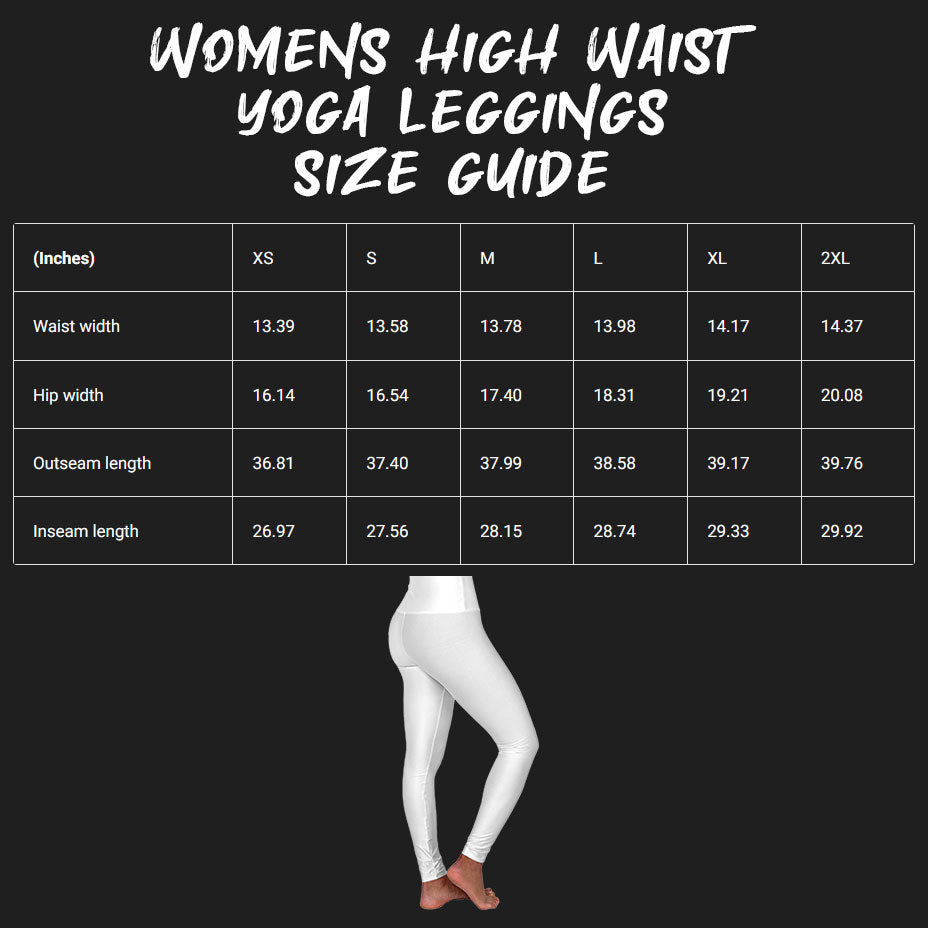 Size guide for Women's High-Waist Yoga Leggings.